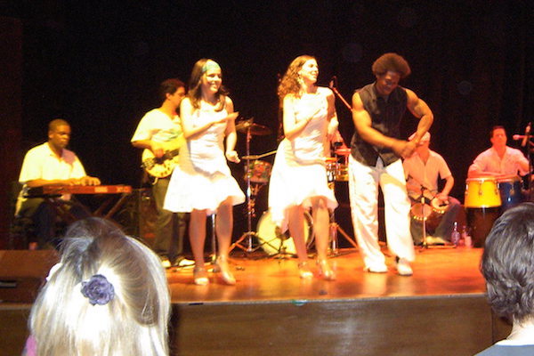 Tony Briscoe with Orquesta Montpelier Salsa Band performance at Glastonbury Festival, UK